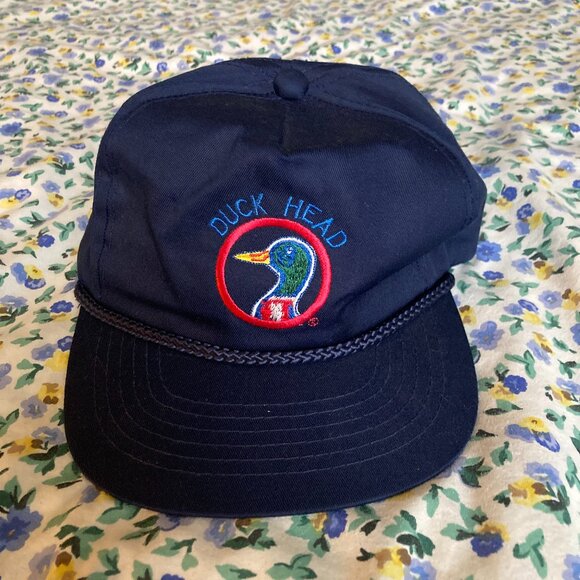 Vintage Duck Head Rope Hat – Navy Blue Embroidered Duck Logo Cap - Picture 3 of 6